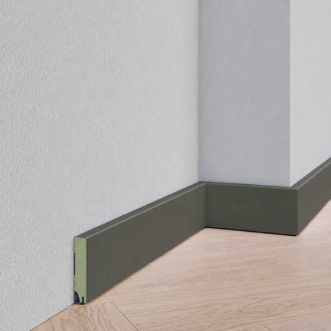 Strakke plint - MDF - Geluid reducerend - RAL 7022 Ombergrijs