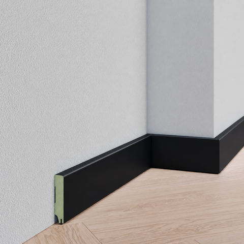 Strakke plint - MDF - Geluid reducerend - RAL 9005 Gitzwart