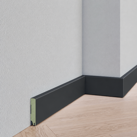 Strakke plint - MDF - Geluid reducerend - RAL 9011 Grafietzwart