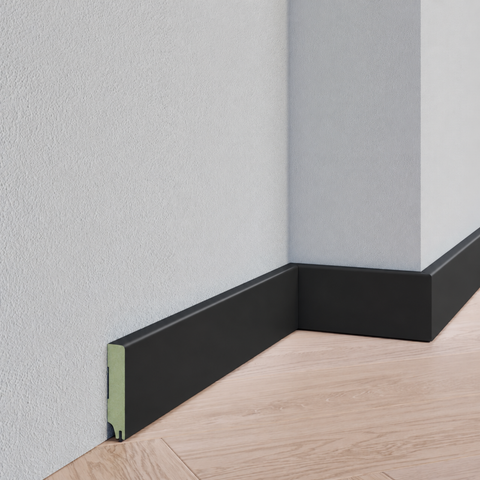 Strakke plint - MDF - Geluid reducerend - RAL 9004 Signaalzwart